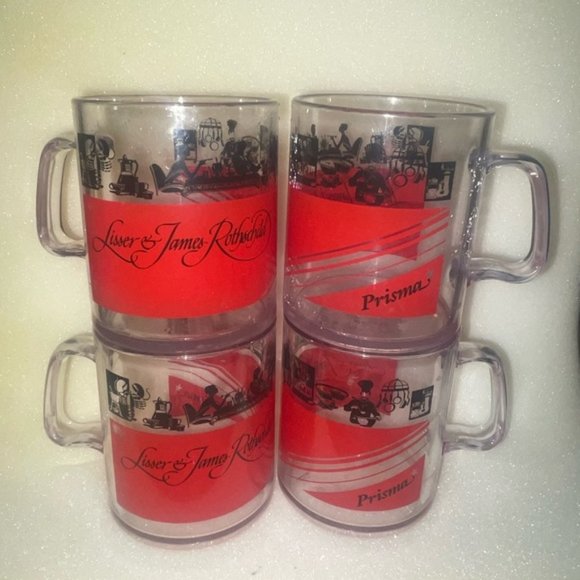 Lisser & James Rothschild Plastic 10oz Prisma Mugs Set of 4 Old Time Cups - Picture 1 of 9